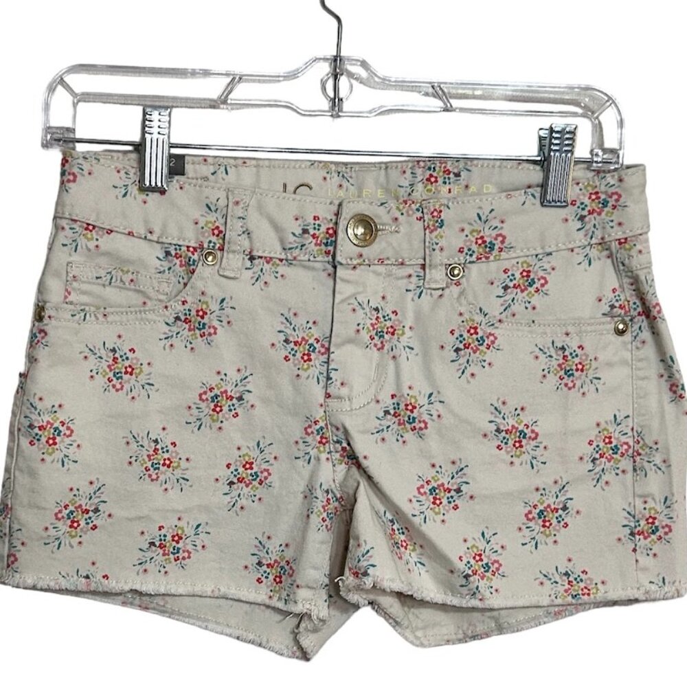 Lauren Conrad Cream/Floral Shorts Size 2